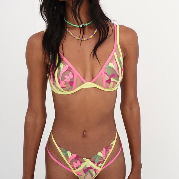 NWT For Love & Lemons Petunia Embroidered Underwire Bra Size 36D - Picture 2 of 4